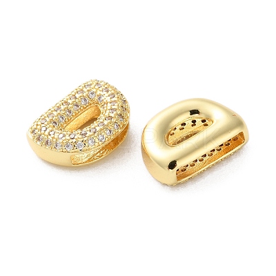 Rack Plating Brass Micro Pave Cubic Zirconia Slide Charms KK-C084-34G-D-1