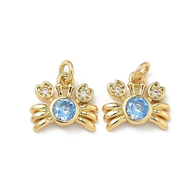 Brass Micro Pave Cubic Zirconia Charms KK-C252-03G-1