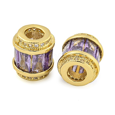Rack Plating Brass Micro Pave Cubic Zirconia European Beads KK-F089-31G-04-1