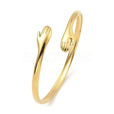 304 Stainless Steel Open Cuff Bangles BJEW-P302-01G-1