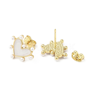 Rack Plating Brass Enamel Stud Earrings for Women EJEW-G311-02G-1