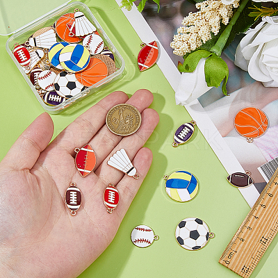 40Pcs 10 Styles Alloy Enamel Pendants ENAM-FH0001-94-1