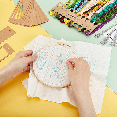 Flower Pattern DIY Embroidery Starter Kits DIY-WH0569-46-1