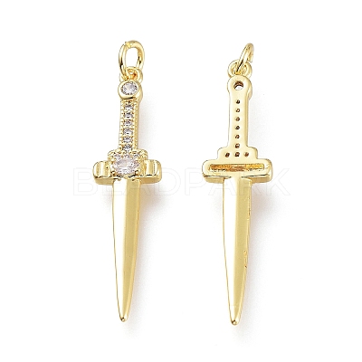 Brass Micro Pave Clear Cubic Zirconia Pendants LS-ZIRC-I048-16G-1