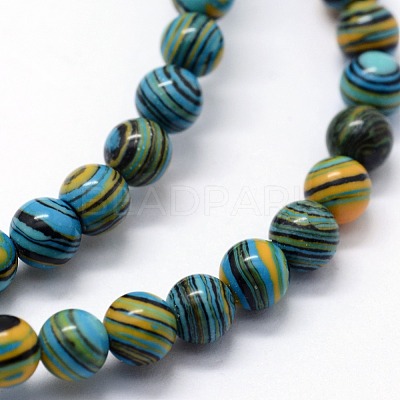Synthetic Malachite Beads Strands G-I199-32-10mm-E-1