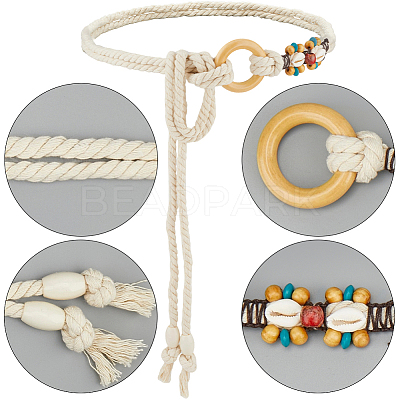 Handmade Weaving Cotton Linen Waist Chain Belts for Women Ladies Dress AJEW-WH20017-75C-1