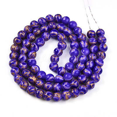 Baking Paint Glass Beads Strands DGLA-N010-10mm-06-1