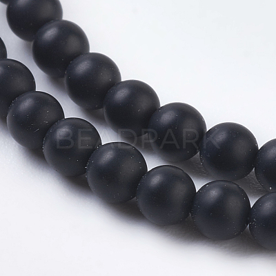 Natural Black Agate Beads Strands G-D543-3mm-1