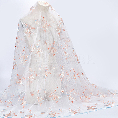 Flower Pattern Polyester Lace Fabic DIY-WH0061-021C-1