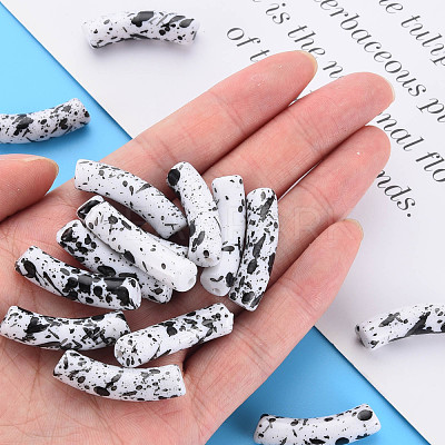 Opaque Spray Painted Acrylic Beads MACR-S372-002F-B04-1