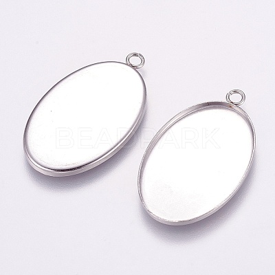 Tarnish Resistant 304 Stainless Steel Pendant Cabochon Settings STAS-E144-075P-1