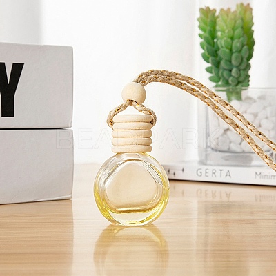 Empty Glass Perfume Bottle Pendants with Wood Cap PW-WG32648-02-1
