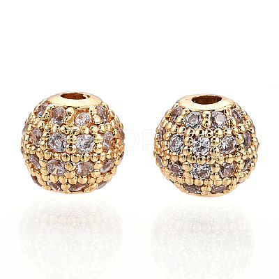 Rack Plating Brass Cubic Zirconia Beads ZIRC-S001-8mm-A-M-1