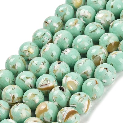 Assembled Synthetic Stone and Trochus Shell Beads Strands G-B128-08D-02-1