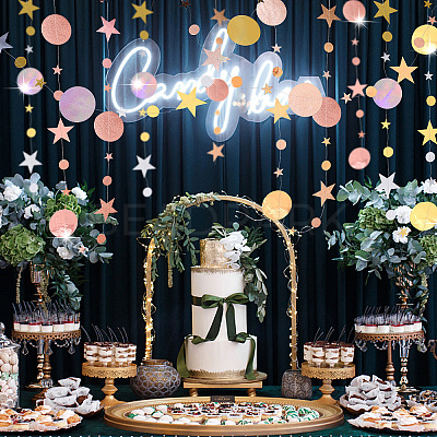 3Pcs 3 Style Paper Glitter Circle Star Garland HJEW-PH0001-50-1