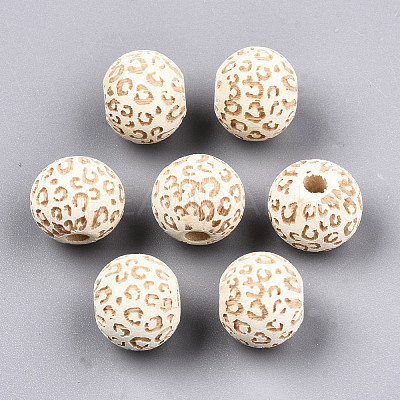 Painted Natural Wood Beads WOOD-T021-53A-12-1