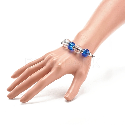 Glass Round Beaded Bracelet with Alloy Sea Turtle BJEW-JB07847-1