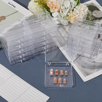 9Pcs Plastic Fake Nail Tips Storage Box CON-SP0001-15C-1