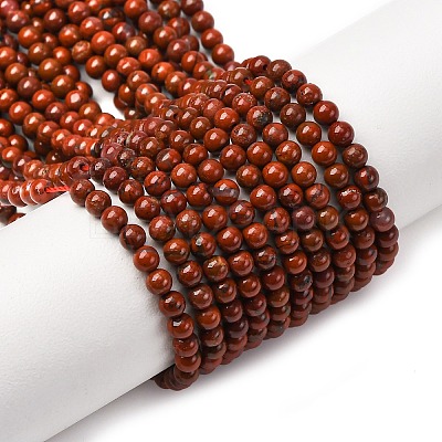 Natural Red Jasper Round Bead Strands G-A130-3mm-08-01-1
