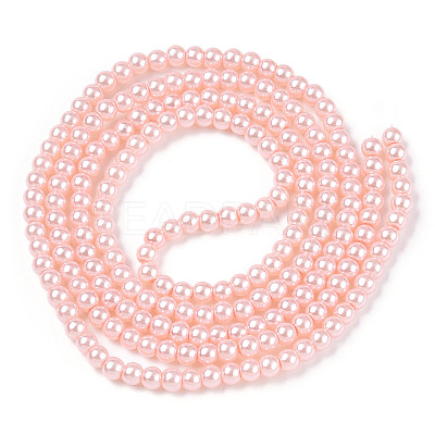 Baking Paint Pearlized Glass Pearl Round Bead Strands X-HY-Q003-4mm-05-1