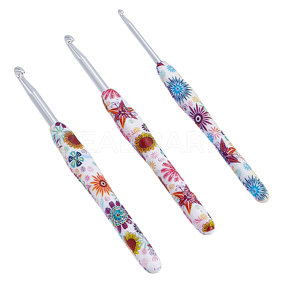 3Pcs 3 Styles Aluminum Crochet Hooks AJEW-WR0003-10-1