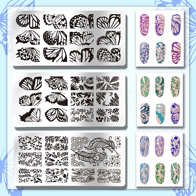 Stainless Steel DIY Nail Art Templates MRMJ-WH0092-047-1