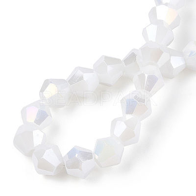 Opaque Solid Color Electroplate Glass Beads Strands EGLA-A039-P6mm-B15-1