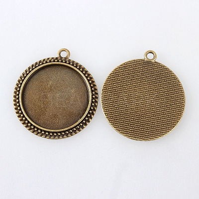 Vintage Tibetan Style Alloy Pendant Cabochon Bezel Settings TIBEP-M018-59AB-NF-1