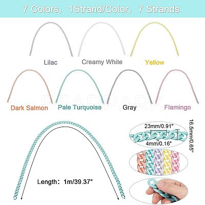 7 Strands 7 Colors Handmade Opaque Acrylic Curb Chains AJEW-PH0002-76-1