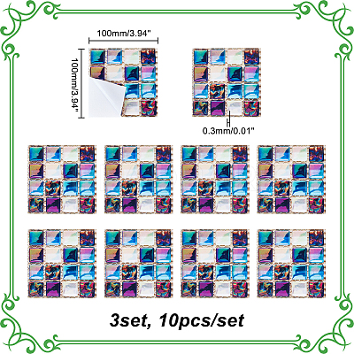 10 Sheets PVC Self Adhesive Mosaic Tile Stickers FIND-WH0145-99-1