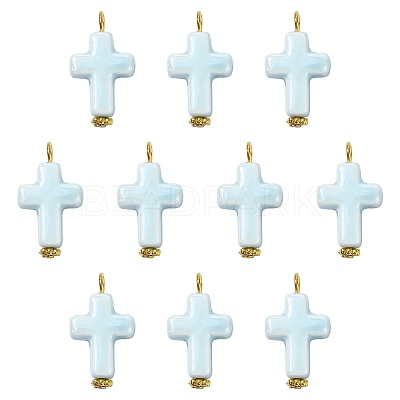 10Pcs Handmade Porcelain Pendants PALLOY-FS00079-1