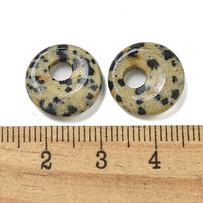 Natural Dalmatian Jasper Donut/Pi Disc Charms G-G142-02I-1