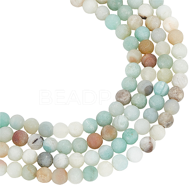 2 Strands Frosted Natural Flower Amazonite Round Beads Strands G-NB0004-45-1