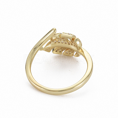 Brass Micro Pave Clear Cubic Zirconia Cuff Rings X-RJEW-Q164-014-NF-1