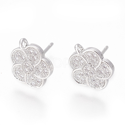 Brass Stud Earring Findings ZIRC-O034-18P-1