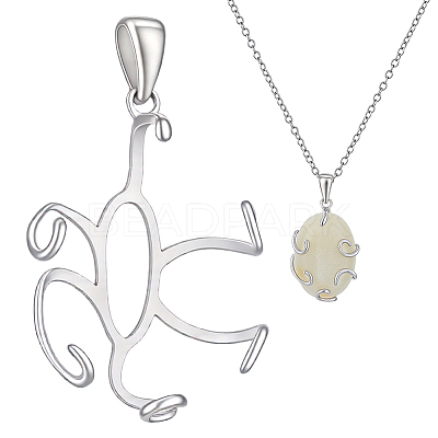 1Pc 925 Sterling Silver Pendant Cabochon Settings STER-BC0004-43P-1