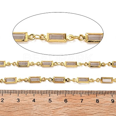 Brass Glass Rectangle Link Chains CHC-R001-01G-02-1