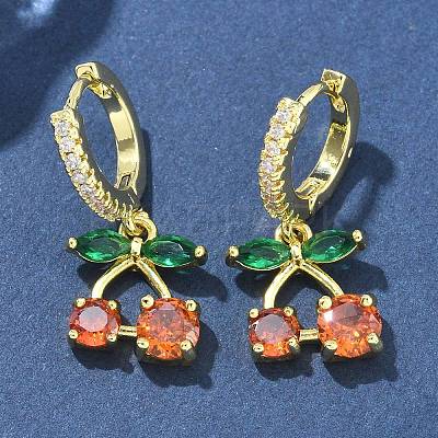 Cherry Brass Micro Pave Cubic Zirconia Hook Earrings &  Necklaces Sets SJEW-U004-01G-1