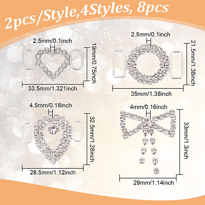 8PCS 4Style Alloy Rhinestone Buckle Clasps FIND-GO0001-47-1