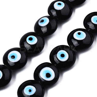 Handmade Evil Eye Lampwork Beads Strands LAMP-N029-009B-1