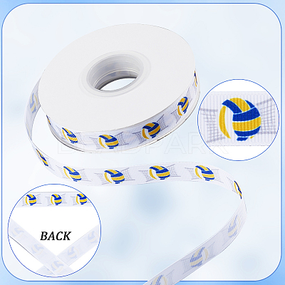 25 Yards Sport Ball Theme Printed Polyester Grosgrain Ribbon OCOR-WH20002-03B-03-1
