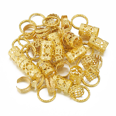 120Pcs 4 Styles Iron Dreadlocks Beads Hair Decoration FIND-TA0005-09G-1