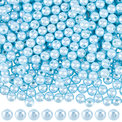 Spray Painted ABS Plastic Imitation Pearl Beads OACR-PA0001-38B-02-1