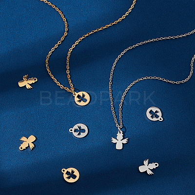 8Pcs 2 Style Ion Plating(IP) 304 Stainless Steel Charms STAS-UN0032-33-1