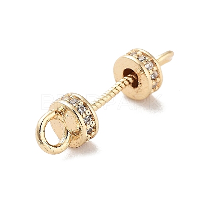 Brass Micro Pave Clear Cubic Zirconia Connector Charms KK-K361-01G-1