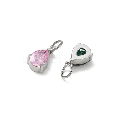 304 Stainless Steel Pave Cubic Zirconia Charms CU-CBABCF3-03P-1