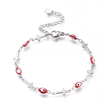 304 Stainless Steel Link Bracelets BJEW-M203-06P-B-1