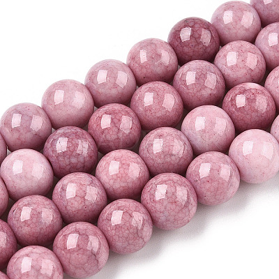 Ombre Effect Dyed Crackle Glass Round Beads Strands GLAA-T031-10mm-01X-1