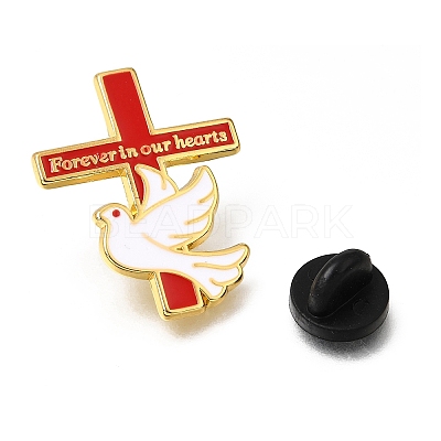 Forever in Our Hearts Cross & Dove Enamel Pins AL-CBA78D1-01G-1