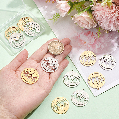 12Pcs 2 Colors 201 Stainless Steel Pendants STAS-DC0011-01-1